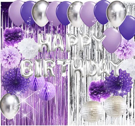 buy purple silver birthday party decorations  women ththth