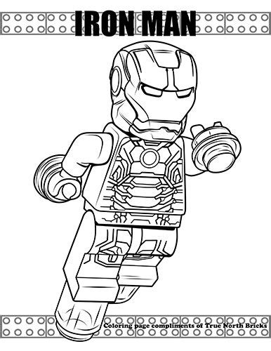 coloring page iron man true north bricks lego coloring pages