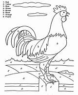 Coloring Numbers Number Color Pages Printable Worksheets Kids Paint Sheets Easy Animals Activity Rooster Farm Activities Fence Beginner sketch template