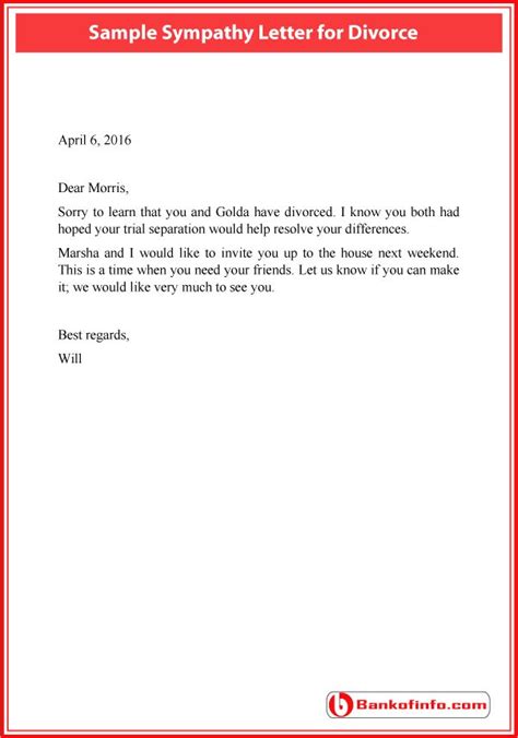 divorce letter sample