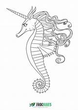Seahorse Coloring Pages Outline Drawing Colouring Printable Sea Cartoon Getdrawings Mandala sketch template