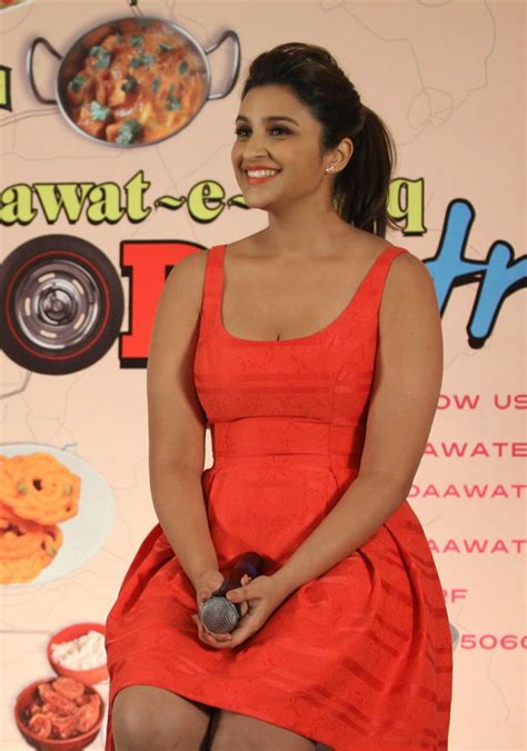 high quality bollywood celebrity pictures parineeti chopra sexy cleavage and legs show in red