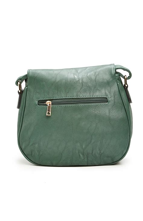 classic vegan leather saddlebag purse  green dailylook