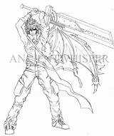 Cloud Coloring Pages Lineart Strife Merciless Getdrawings Deviantart sketch template