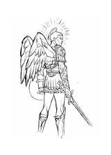 Angel Angels Sword Shield Coloring Pages Printable sketch template