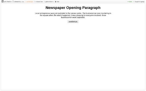newspaper opening paragraph perchance generator