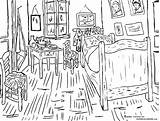 Gogh Arles Dormitorio Supercoloring Kolorowanka Kleurplaten Vicent Imagui Sypialnia Famosa Irises Sunflowers Schlafzimmer Categorie Adultes Kolorowanki Pintor Cuadros Colorier Desordenado sketch template