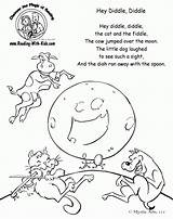 Nursery Coloring Diddle Rhymes Pages Rhyme Hey Go Dog Preschool Printable Kids Reading Cow Color Moon Over Activities Crafts Jumped sketch template