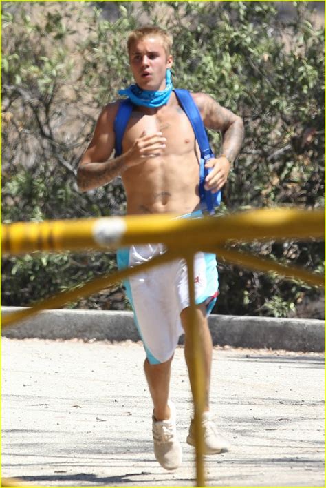 justin bieber goes shirtless for a solo hike photo