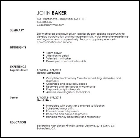 entry level logistics coordinator resume  resume