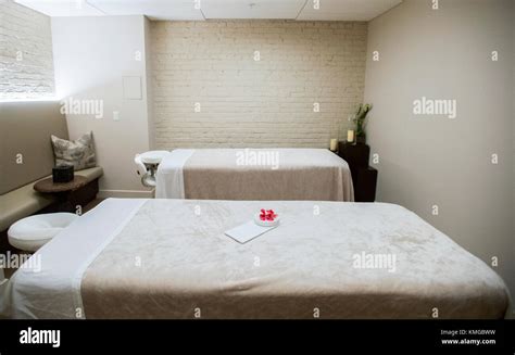 massage room  shown   spa stock photo alamy
