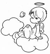 Coloring Angels Pages Printable Angel sketch template