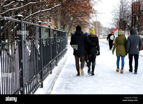group street walk winter stock photo alamy