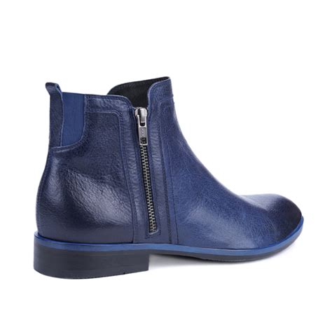 double zipper ankle boot navy blue euro  gino rossi touch  modern