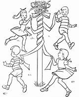Maypole Dance Tanzen Tanz Ausmalbilder Kolorowanki Maj Dzieci Ausmalbild Honkingdonkey sketch template