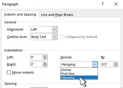 indent  references  word libanswers