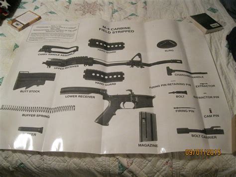 genuine army  carbine assemblydisassembly layout chart graphic training aid