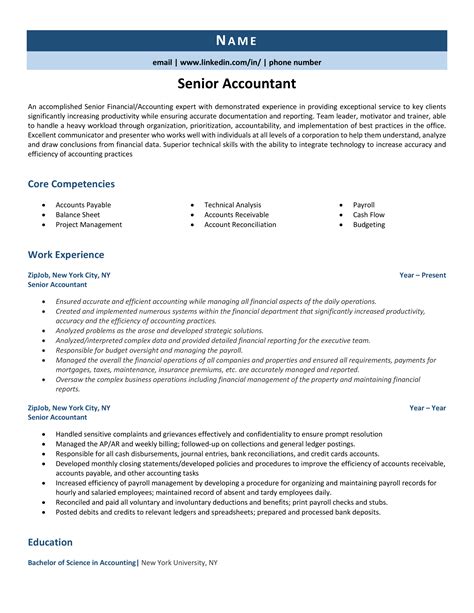 senior accountant resume  tips tricks zipjob