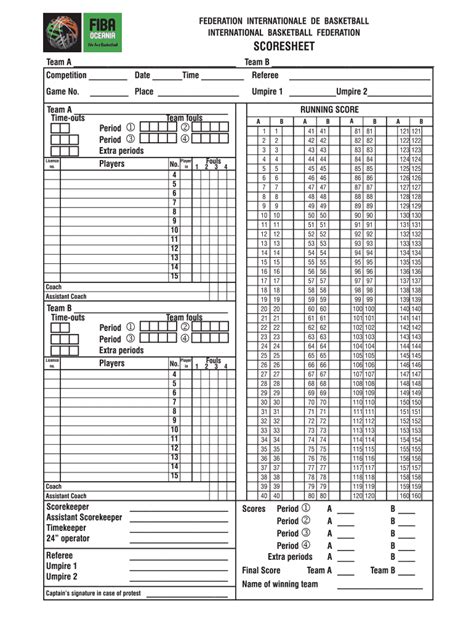 printable  basketball score sheet printable templates