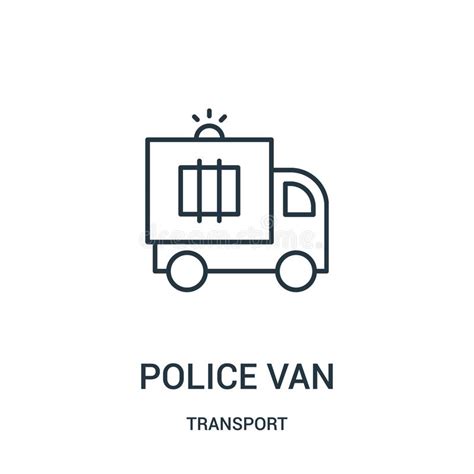 politievan icon vector van vervoerinzameling dunne van het de bestelwagenoverzicht van de