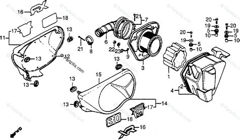 honda motorcycle  oem parts diagram  air cleaner side cover partzillacom