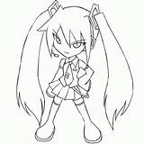 Miku Hatsune Coloring Pages Vocaloid Lineart Anime Drawings Chibi Cute Girls Library Clipart Popular Deviantart Sad Coloringhome Chat sketch template