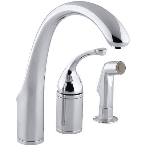 kohler forte single handle standard kitchen faucet  side sprayer  polished chrome