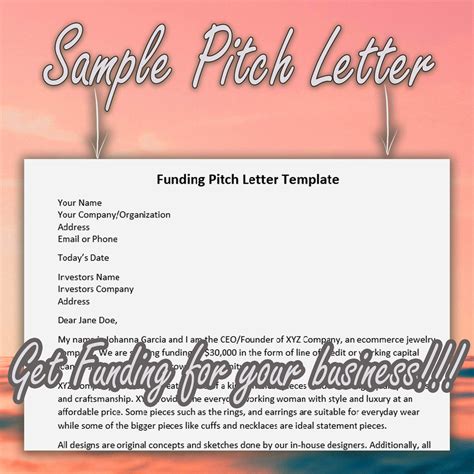 digital editable sample pitch letter  grants  funding etsy