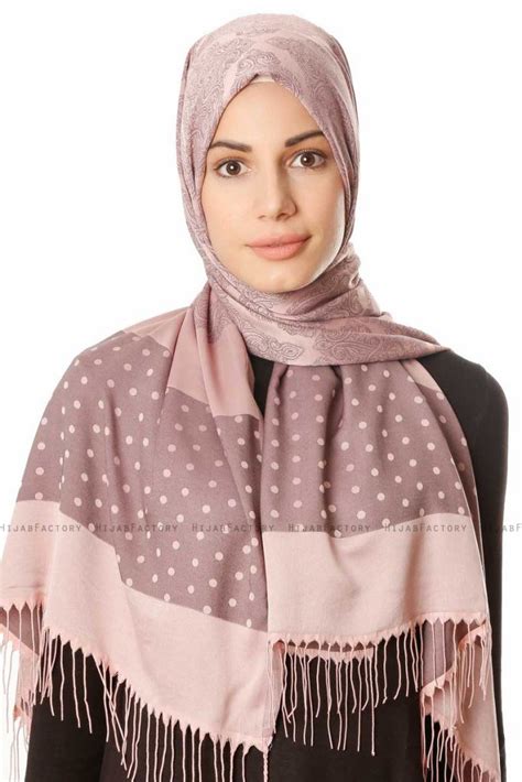 alev dusty pink patterned hijab hijab