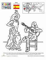 Coloring Flamenco Spanish Music Worksheets Pages Colouring Worksheet Education Color Spain Learning Sheets Thinking Hispanic Heritage Dance Traditional Passports Little sketch template