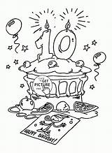 Coloring Birthday Happy Pages 10th Print Kids Colouring Printable Cake Adults Card Cards Color Holiday Wuppsy Age Anniversary Digi Stamp sketch template