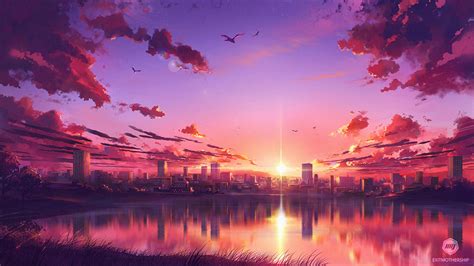 anime sunset scene p resolution hd