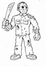 Jason Coloring Pages Friday Scary 13th Voorhees Halloween Sheets Drawings Visit Adult sketch template