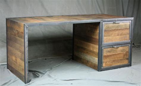 buy  handmade reclaimed wood desk  file cabinet