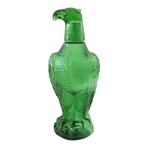 vintage green glass eagle decanter chairish