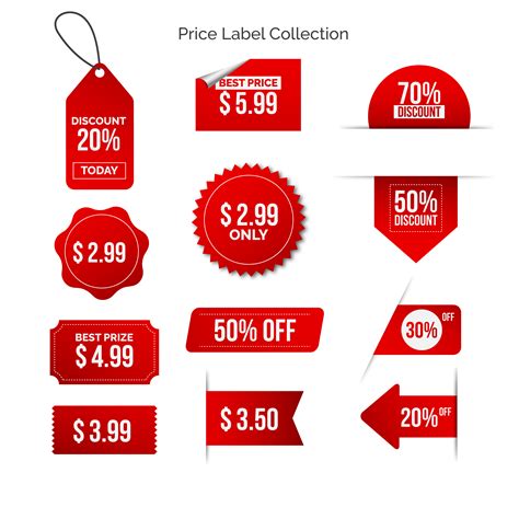 paquete de etiquetas de precio rojas  letras descargar vectores gratis illustrator
