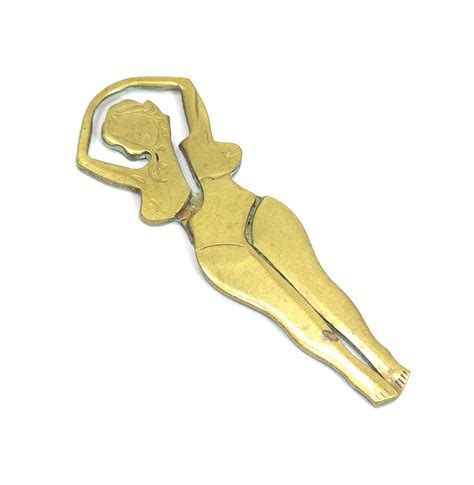 Vintage Retro Busty Nude Woman Shaped Figural Brass Roach Clip