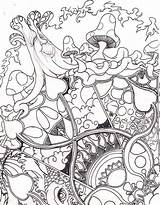 Coloring Trippy Alice Drug Stoner Grown Stoners Psychedelic Getcolorings Laurenzside Setas Zeichnungen Toadstools Pills Drugz Hongos Ups sketch template