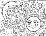Coloring Pages Adult Moon Sun Color Fun Adults Printable Zen Colouring Printables Happyfamilyart Mandala sketch template