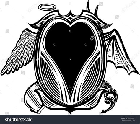 black white illustration angel devil stock vector