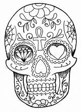 Skull Coloring Dia Muertos Los Pages Drawing Adults Hand El Drawn sketch template