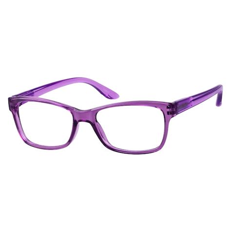 zenni womens rectangle prescription eyeglasses purple plastic 122517