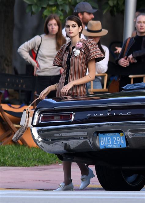 Kaia Gerber Poses With A Classic Car Photoshoot In Miami