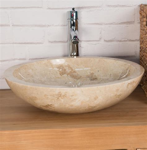 polished stone basin cream sink   cm