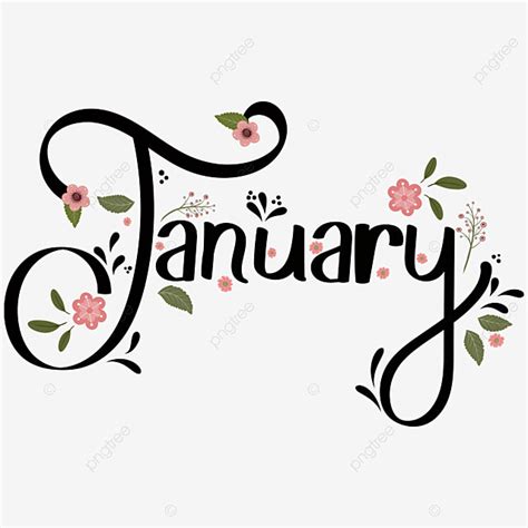 january month vector png images january month decorated  flowers