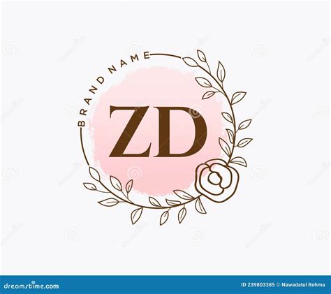 initial zd feminine logo usable  nature salon spa cosmetic