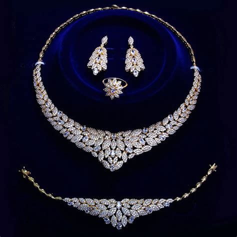 high grade luxury big pcs jewelry set wedding party necklaceearrings