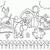 Farm Coloring Pages Animals Preschool Drawing Printable Barn Animal Scenes Kids Scene Preschoolers Agriculture Sheets Country Print Barnyard Color Related sketch template