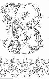 Letters Embroidery Alphabet Pages Initials Coloring Ru sketch template