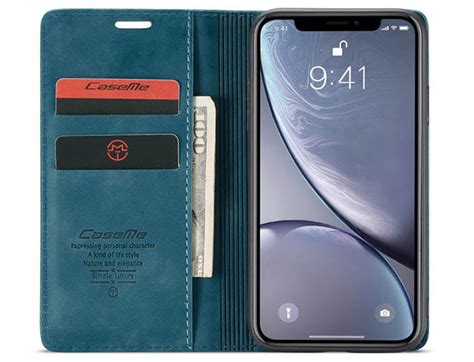 caseme iphone xr retro wallet kickstand magnetic case blue kickstand iphone xr iphone